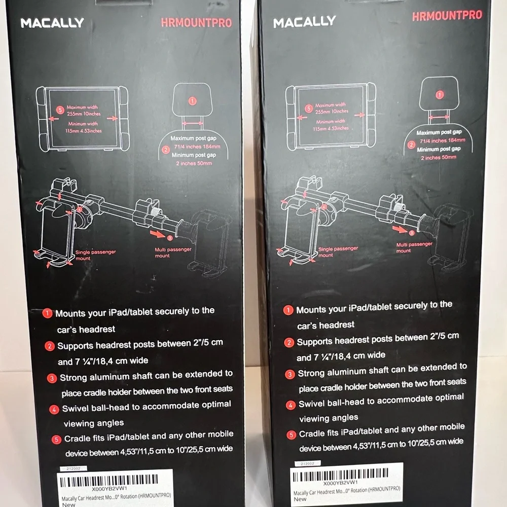 NEW MACALLY Dual Position Car Seat Cell Phone/Tablet Headrest